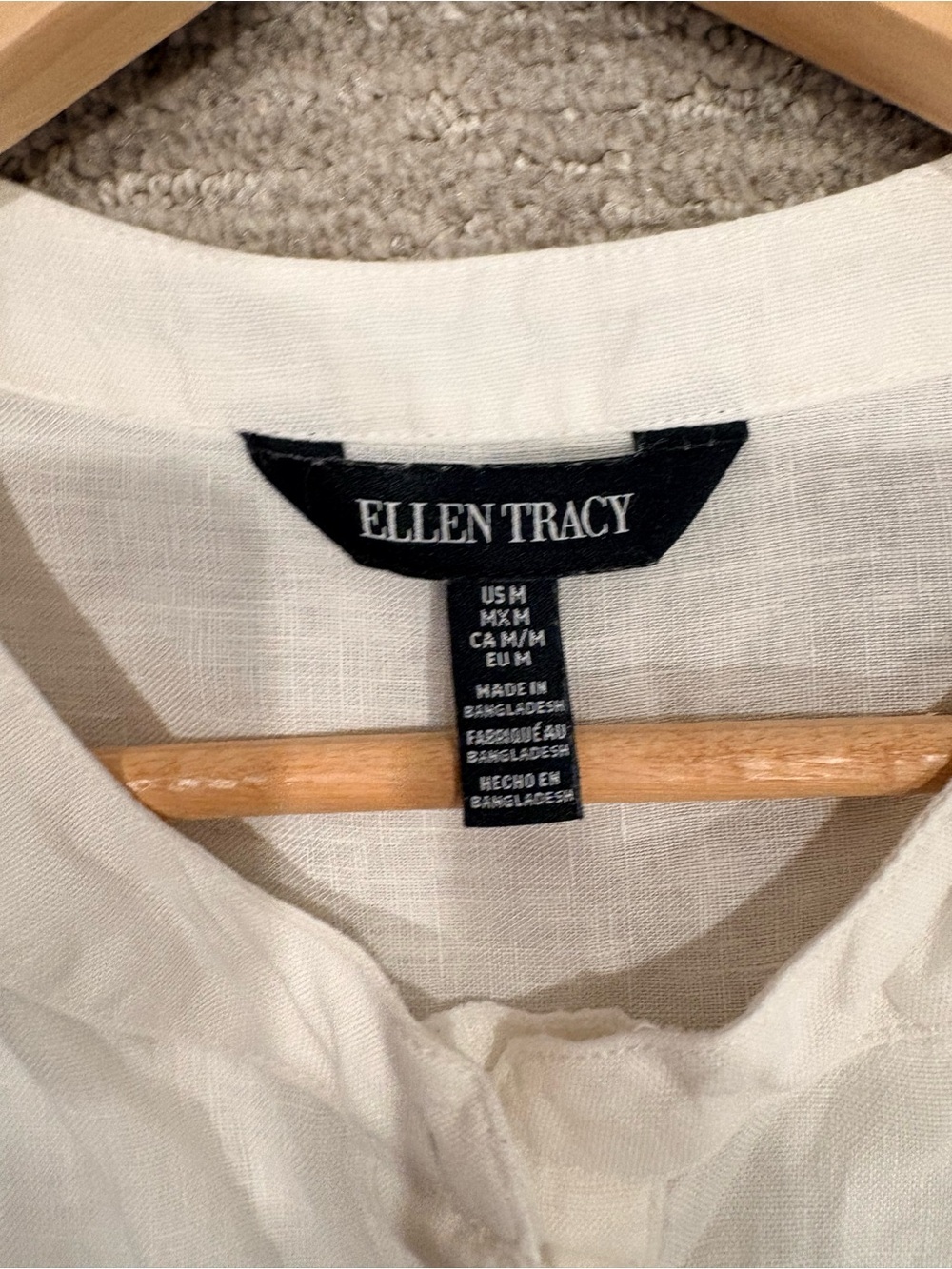 Ellen Tracy 100% Linen Sleeveless Popover Blouse | Off-White | Medium - Picture 4 of 8